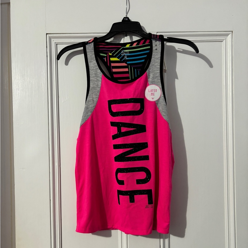 Girls Justice Size 12 Dance Shirt Tank -  Glitter Dance letters. New with tags